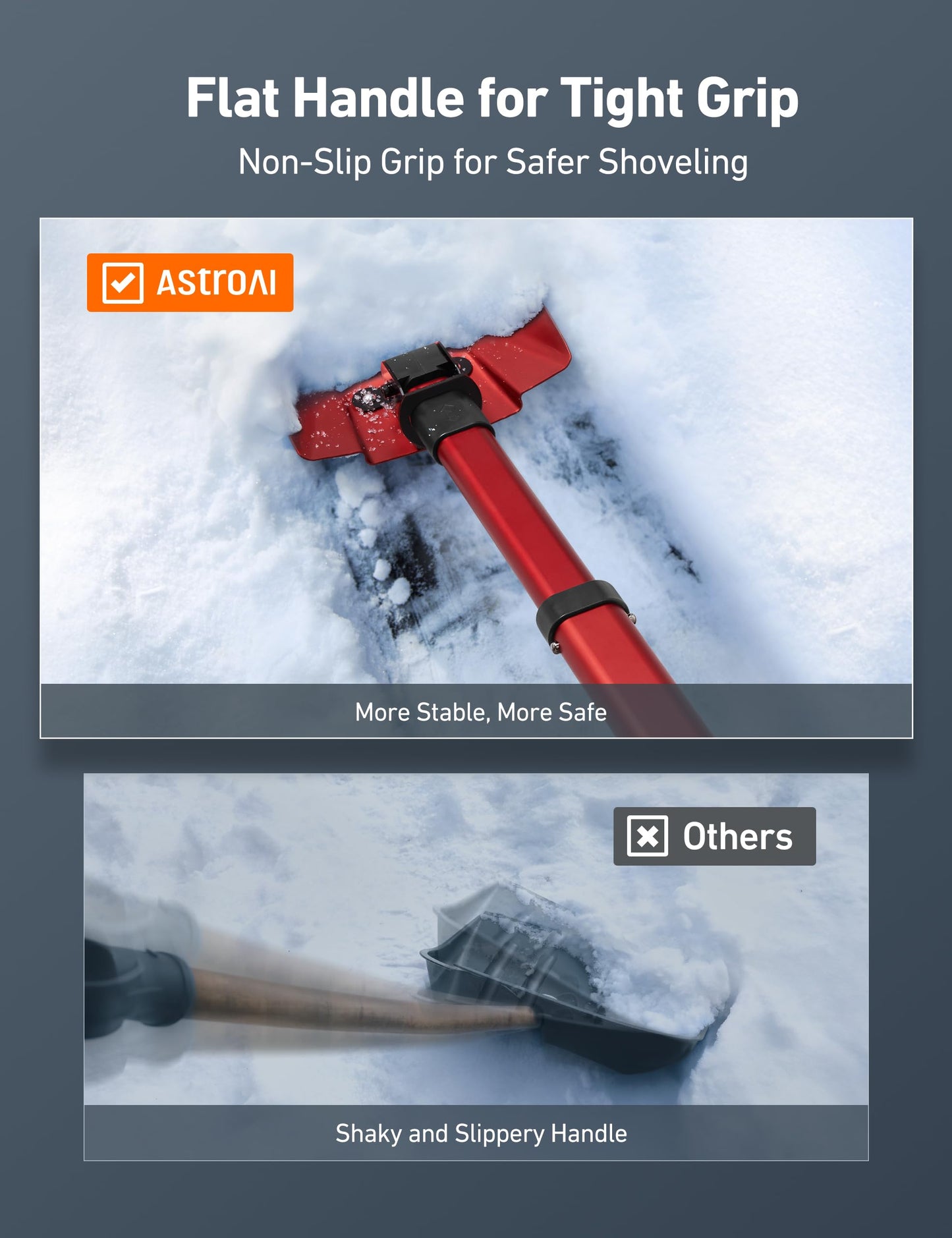 AstroAI 39" Folding Snow Shovel